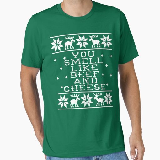 Frontier Goods You Smell Like Beef And Cheese - Elf Movie Quote - Ugly Christmas Sweater Design Essential T-Shirt - Gifts for friends