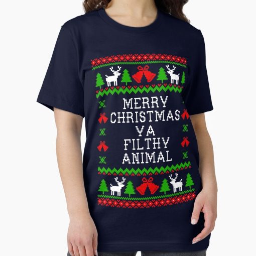 Frontier Goods Merry Christmas Ya Filthy Animal - Ugly Christmas Sweater Style Essential T-Shirt - Gifts for friends